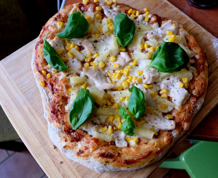 Smoky BBQ Chicken pizza with red onions and cilantro